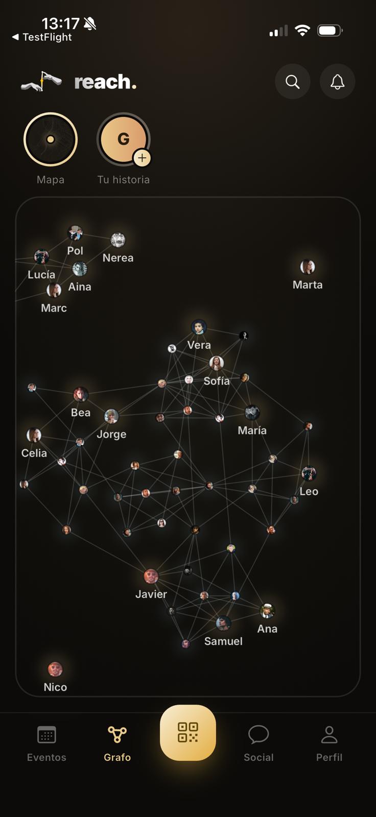 El grafo de un evento en reach